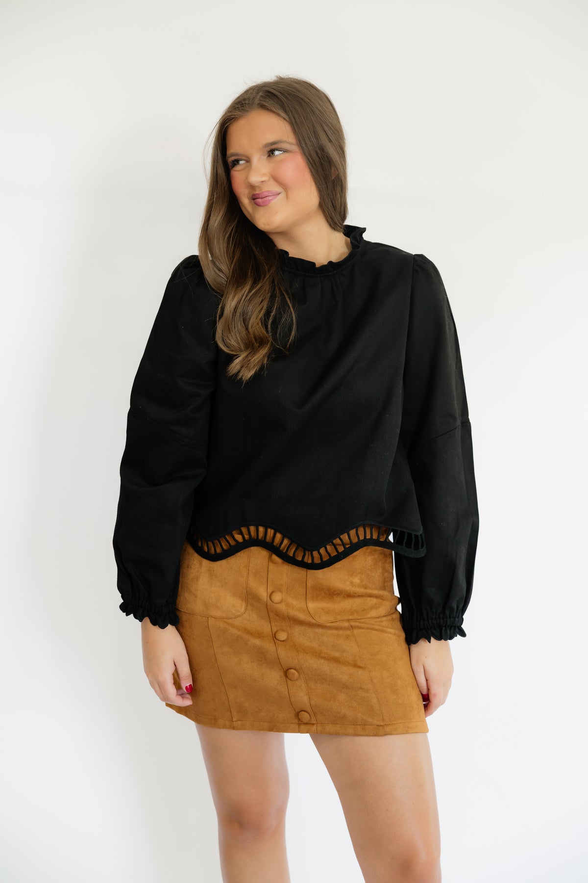 SUEDE CAMEL MINI SKIRT