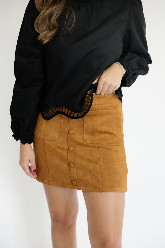 SUEDE CAMEL MINI SKIRT