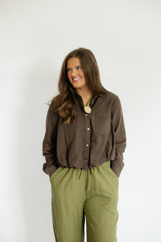 WASHED BROWN BUBBLE TOP
