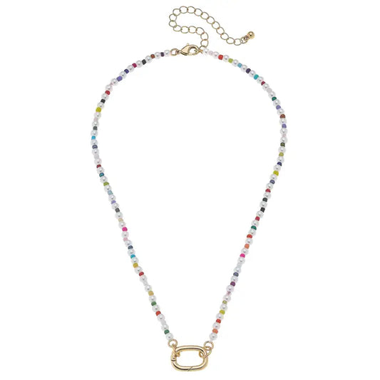 RAINBOW PEARL CHARM NECKLACE