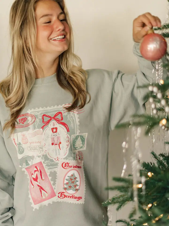 CHRISTMAS POST CARD SWEATSHIRT