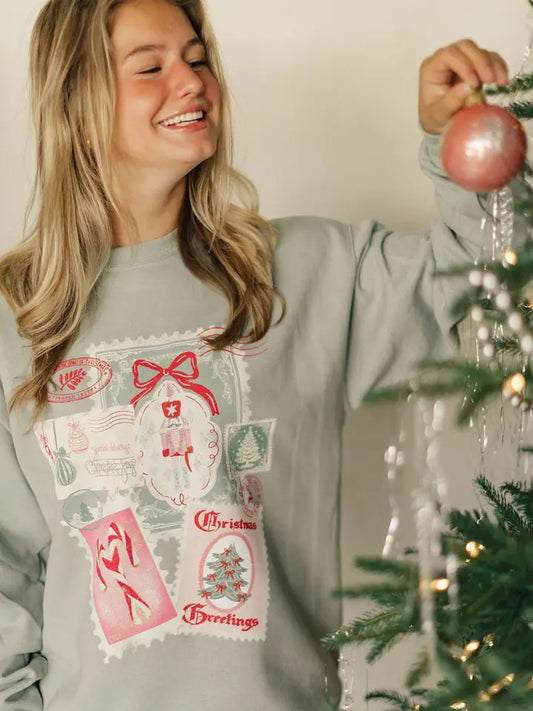 CHRISTMAS POST CARD SWEATSHIRT