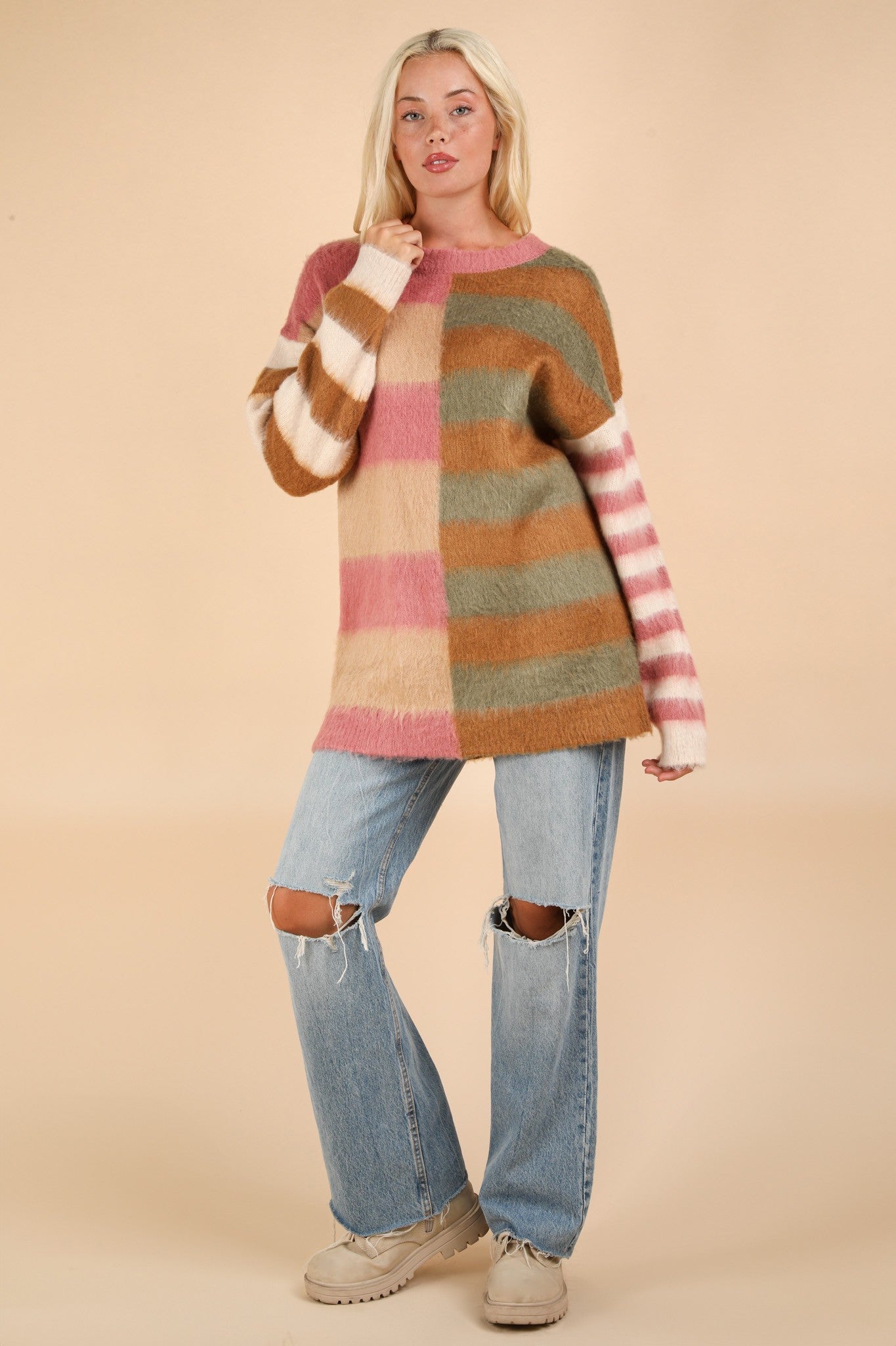 MOCHA STRIPE SWEATER