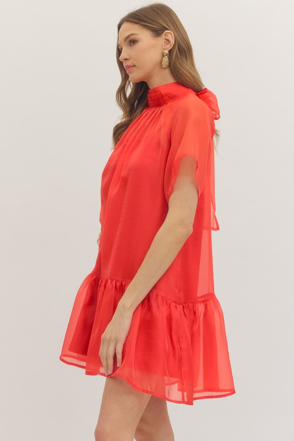 WEARING RED MINI DRESS