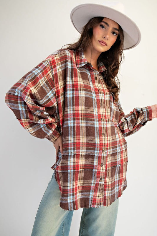 FIRESIDE FLANNEL OVERSIZED TOP