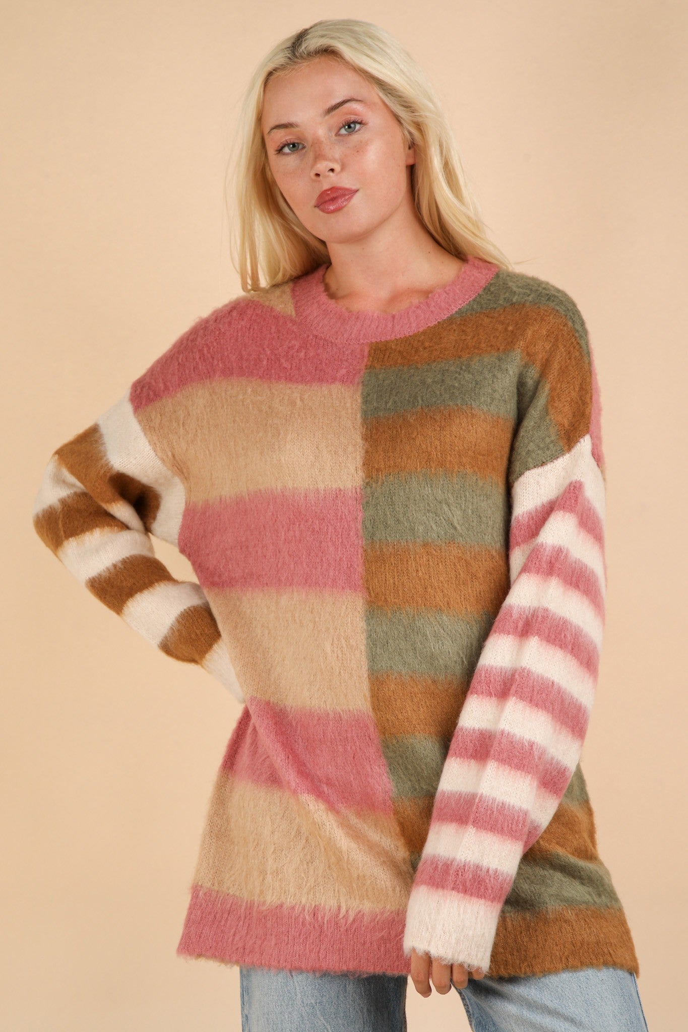 MOCHA STRIPE SWEATER