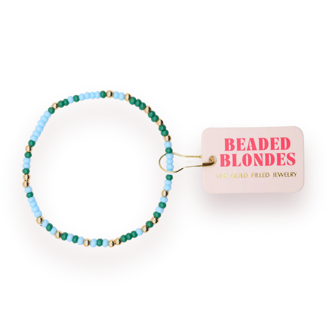 Green & Powder Blue Sprinkle Bracelet - Gold
