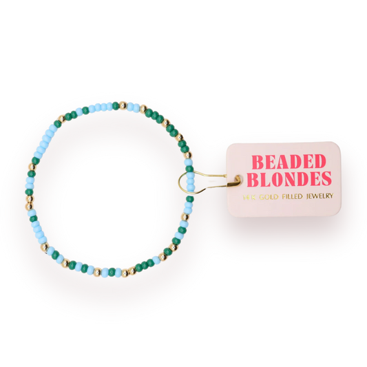 Green & Powder Blue Sprinkle Bracelet - Gold