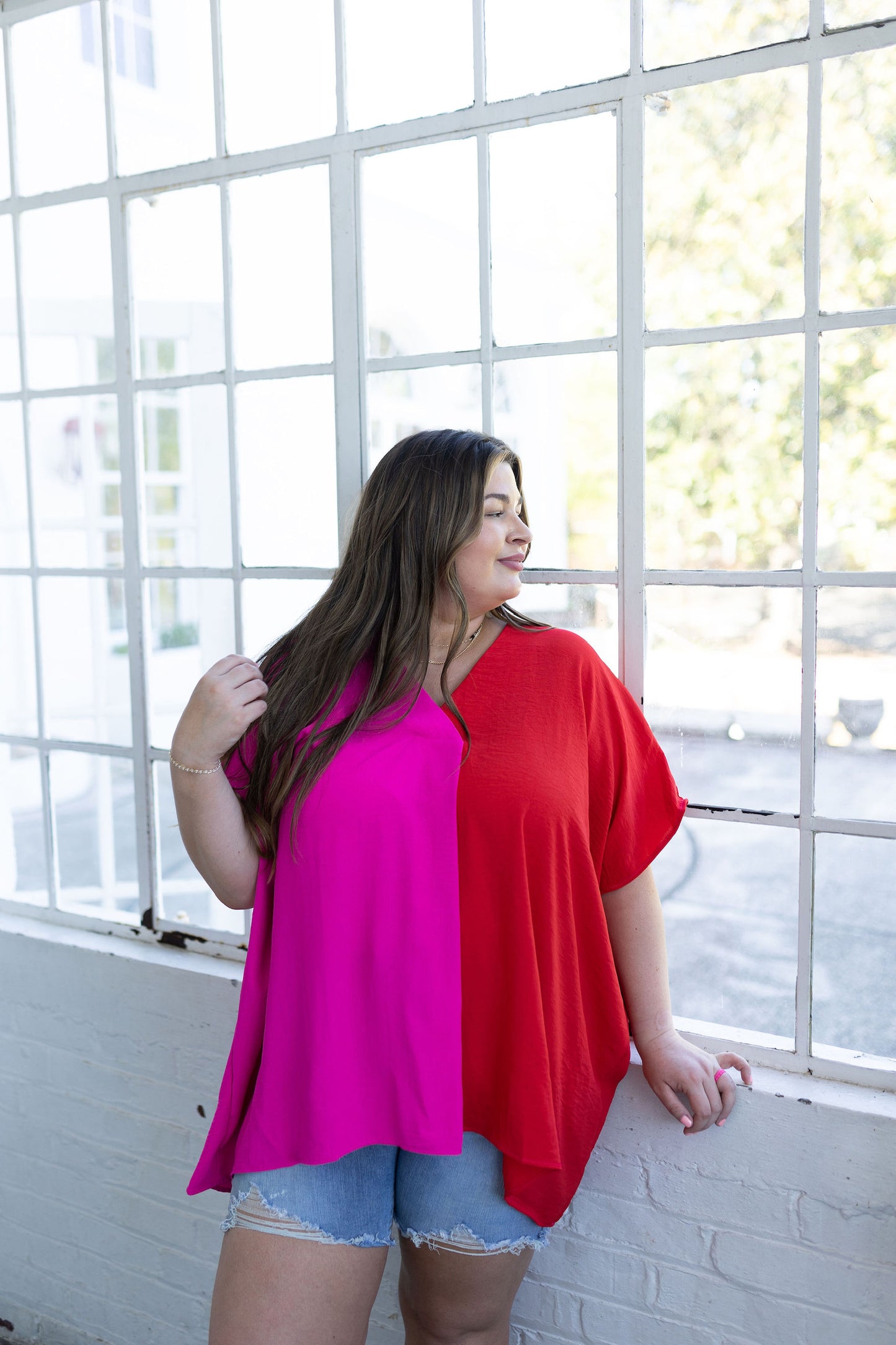 BLOCKED OUT TOP, CURVY - SIZE XL