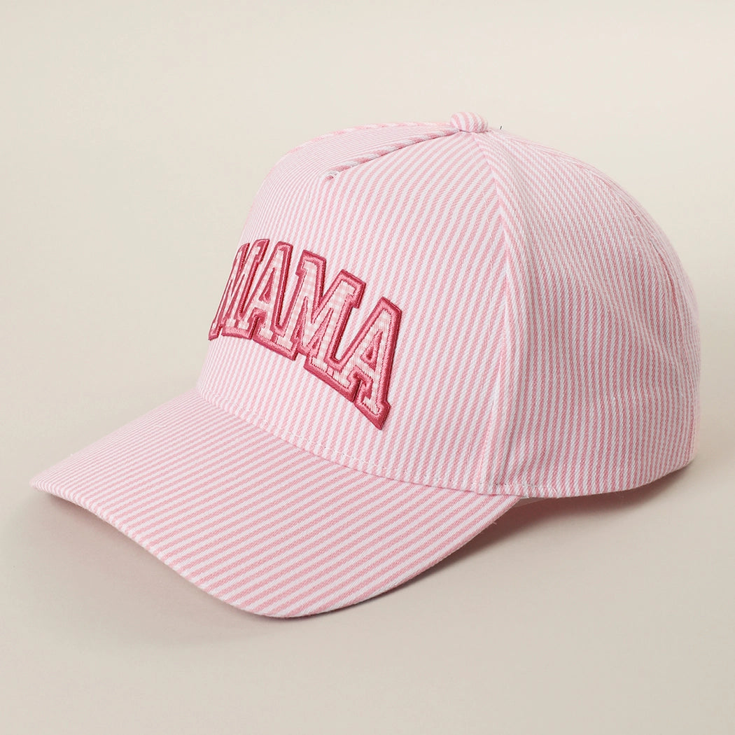 STRIPED MAMA TRUCKER HAT - PINK