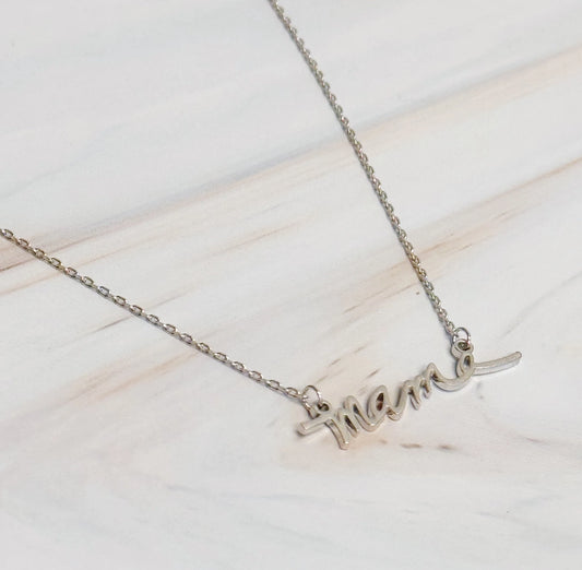 MAMA SCRIPT NECKLACE - SILVER