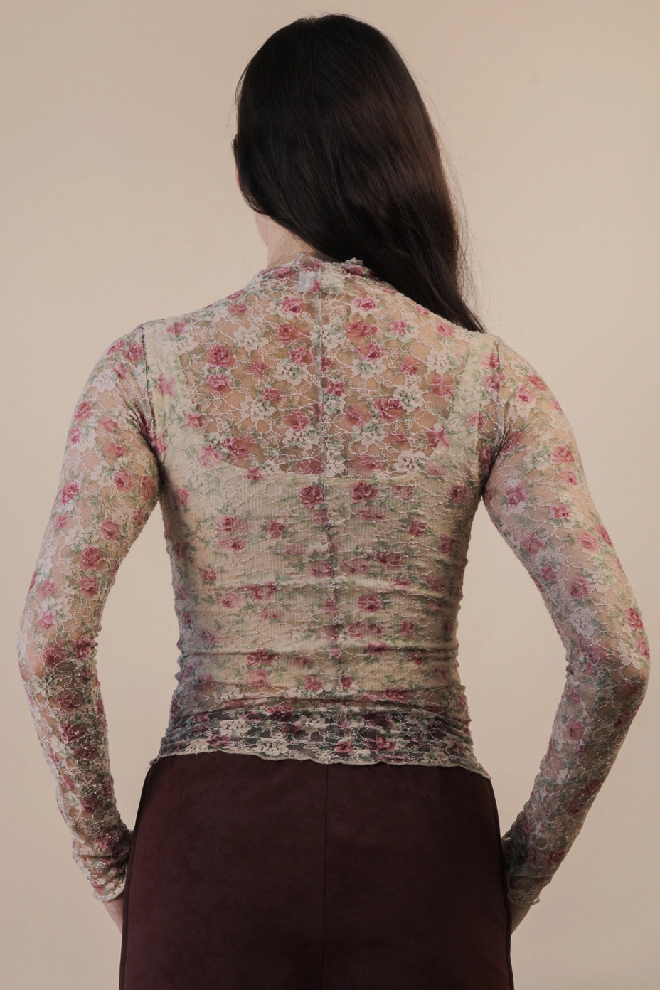 FLORAL LACE MESH TOP