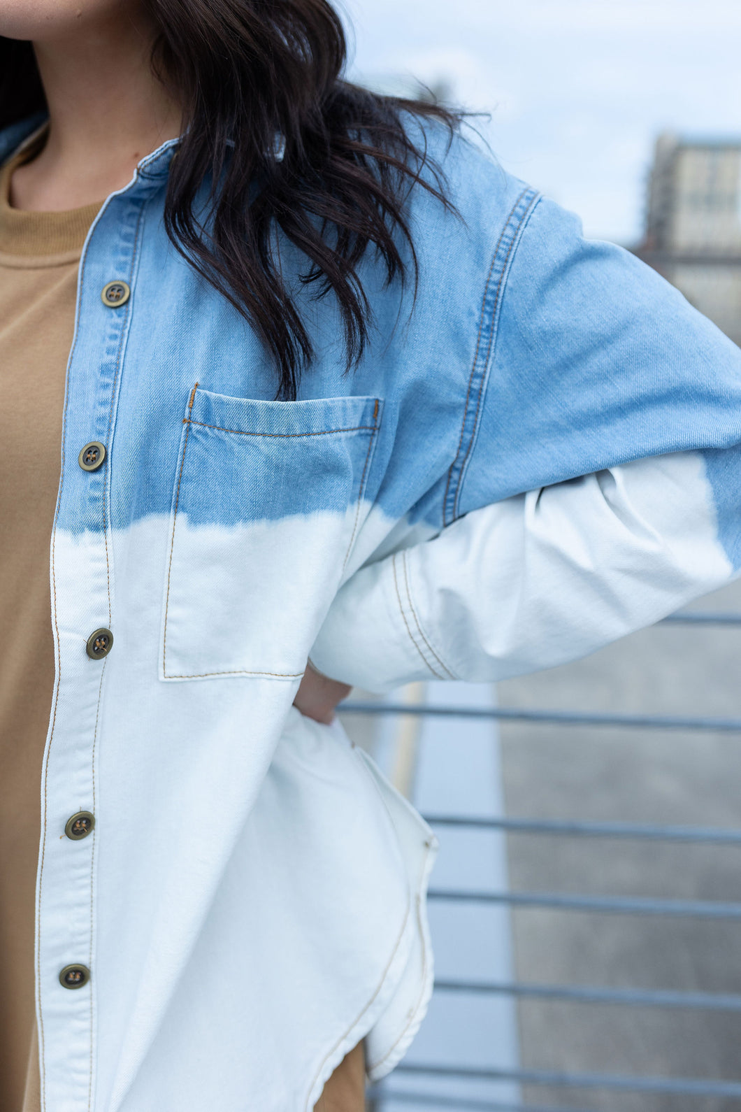BLEACHED IT DENIM TOP