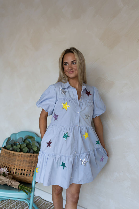 BLUE STARS SPARKLE DRESS