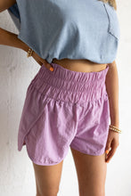 Load image into Gallery viewer, HIGH WAISTED SMOCKED ACTIVE SHORTS, MAUVE

