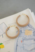 Load image into Gallery viewer, BEIGE LEATHER HOOPS
